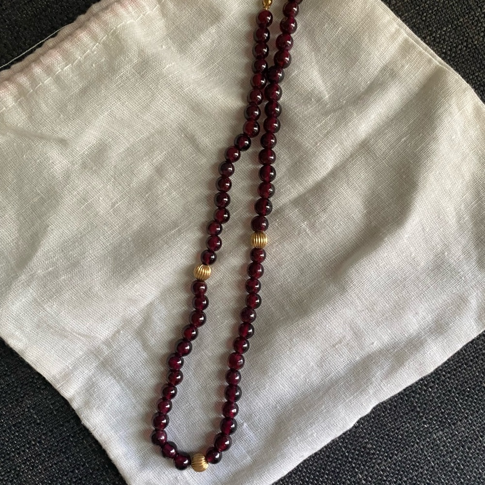 Genuine Garnet Bead Necklace